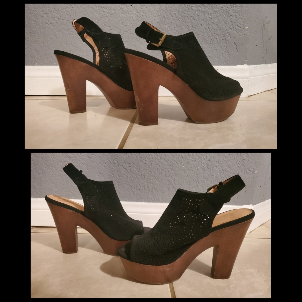 Black size 8 wood heels